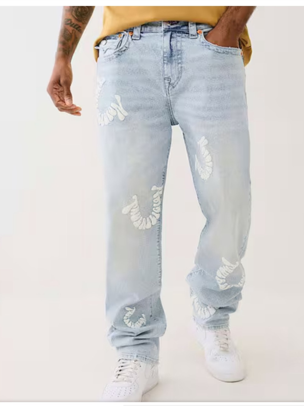 True Religion Bobby Warped Puff Print Relaxed Baggy Jeans